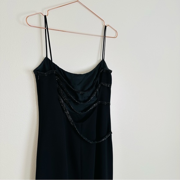 Vintage Lillie Rubin black embellished maxi open back party evening gown dress - Picture 7 of 10